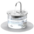 Transparent Glass & Stainless Steel Pet Water Fountain – 2L Filtered Automatic Drinking Dispenser for Cats & Small Dogs