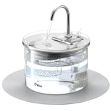 Transparent Glass & Stainless Steel Pet Water Fountain – 2L Filtered Automatic Drinking Dispenser for Cats & Small Dogs