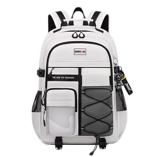 Lightweight Waterproof School & College Backpack with Ergonomic Support, Chest Strap, Fashion Keychain