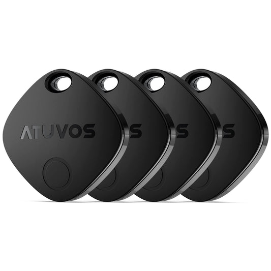 ATUVOS Air Tracker Tags 4 Pack, Apple Find My Compatible Bluetooth Tracker, IP67 Waterproof, Replaceable Battery, Anti-Loss Item Locator for Keys, Wallet, Luggage