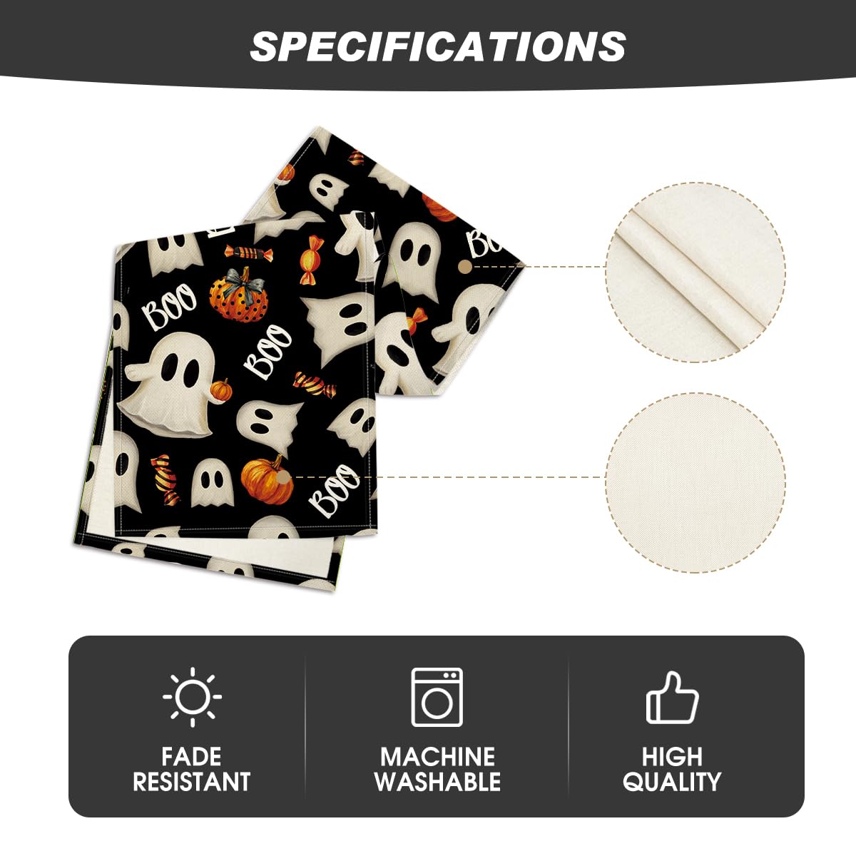 Artoid Mode Ghost Pumpkin Camdy 210 GSM Halloween Table Runner,Seasonal Fall Kitchen Dining Table Decoration for Home Party Decor 13x72 Inch