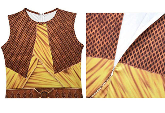 Girls Raya Cosplay Costume – Full Set Dragon Princess Warrior Outfit (Cloak + Jumpsuit + Hat + Wrist Guards)