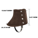 Brown Medieval Faux Leather Boot Covers – Adjustable Renaissance Gaiters with Buckle Design 🛡️👢