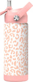 Girls Bow Water Bottle for School，Kids 18 oz Insulated Stainless Steel Cup with Straw, Double-Wall Vacuum Leakproof