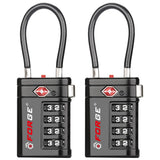 Forge Optimus TSA008 Cable Luggage Lock 2 Pack, Heavy Duty 4-Digit Combination Travel Security Lock with Open Alert Indicator