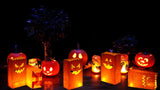 Halloween Pumpkin Luminary Bags – 50 Pack Flame-Resistant Paper Lanterns with 5 Jack-O’-Lantern Designs for Walkways & Parties