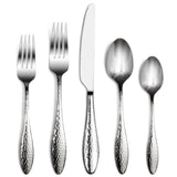 40-Piece Hammered Stainless Steel Flatware Set for 8 – 18/10 Cutlery, Mirror Finish (Silver)