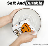 Halloween Dish Towels Set of 2 – Beige Kitchen Towels by Artoid Mode (18x26”)