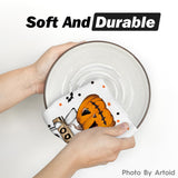 Halloween Dish Towels Set of 2 – Beige Kitchen Towels by Artoid Mode (18x26”)