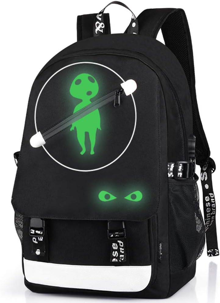 Glow Anime School Backpack with USB Port and Lock
