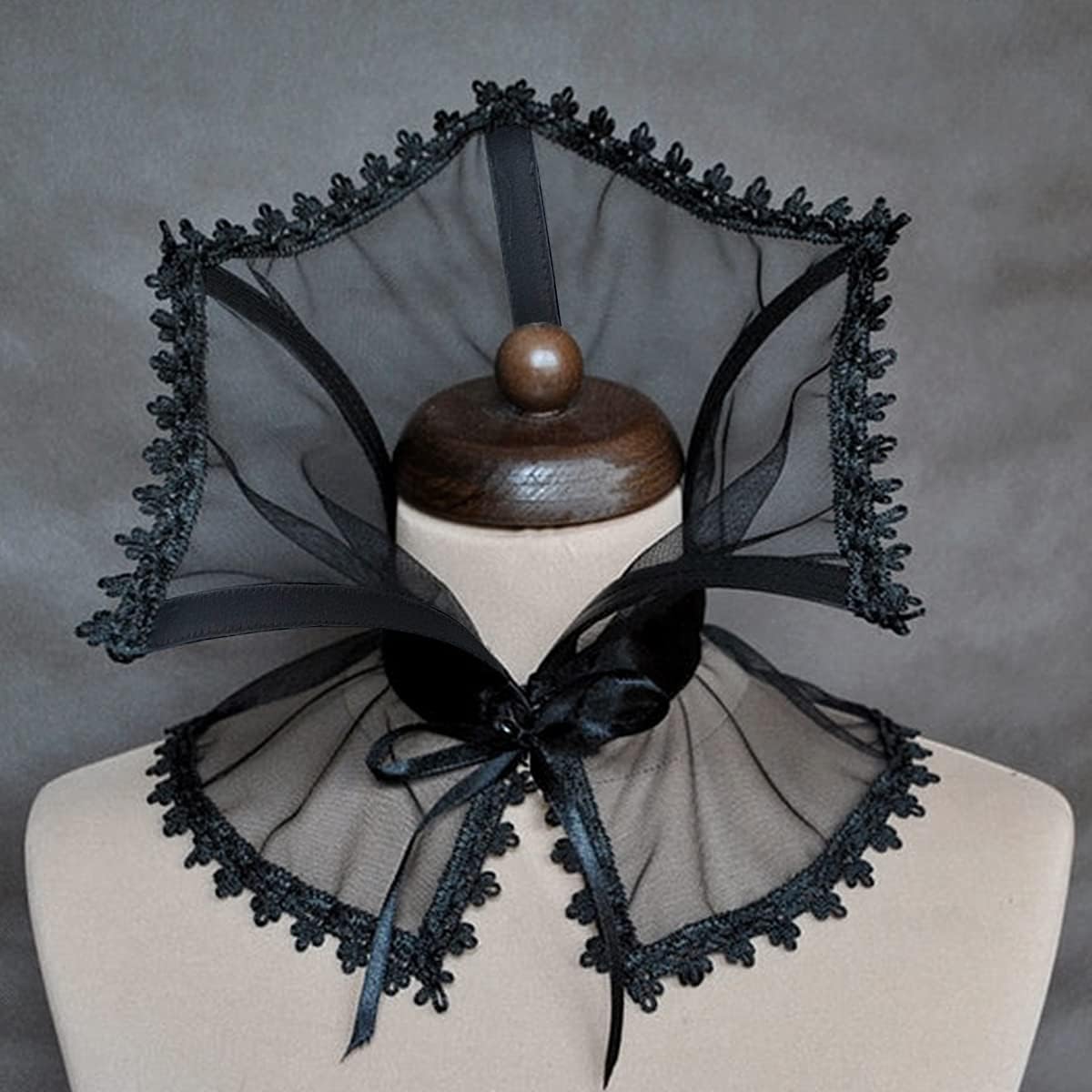 Black Victorian Vampire Lace Collar – Gothic Renaissance Ruffle Neck Accessory for Women