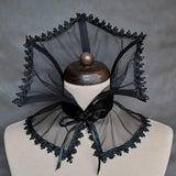 Black Victorian Vampire Lace Collar – Gothic Renaissance Ruffle Neck Accessory for Women