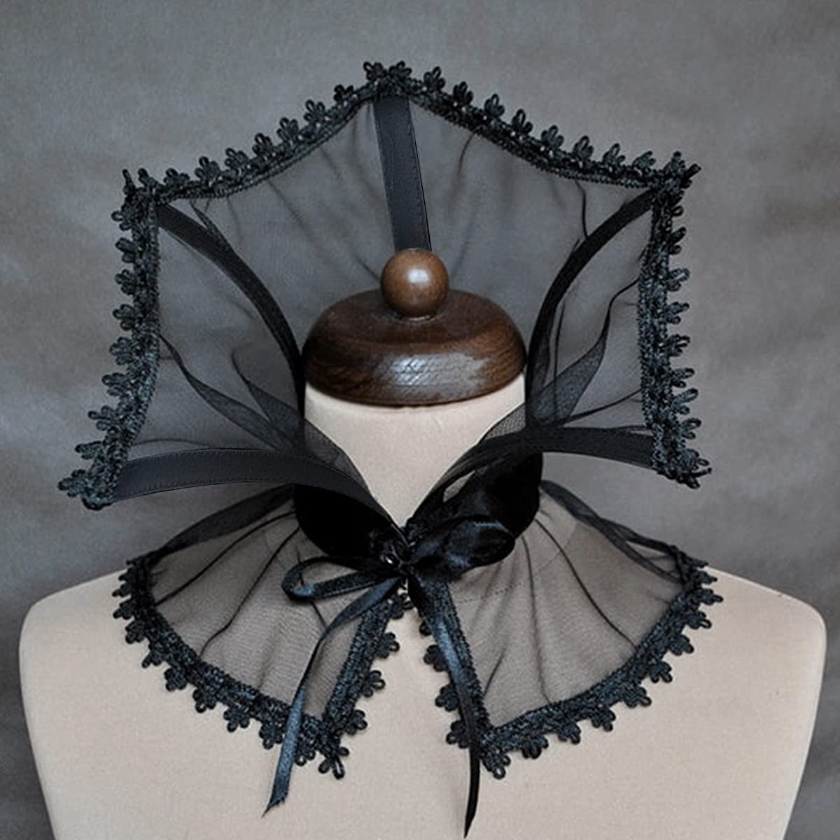 Black Victorian Vampire Lace Collar – Gothic Renaissance Ruffle Neck Accessory for Women