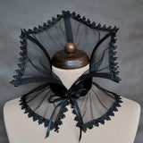 Black Victorian Vampire Lace Collar – Gothic Renaissance Ruffle Neck Accessory for Women