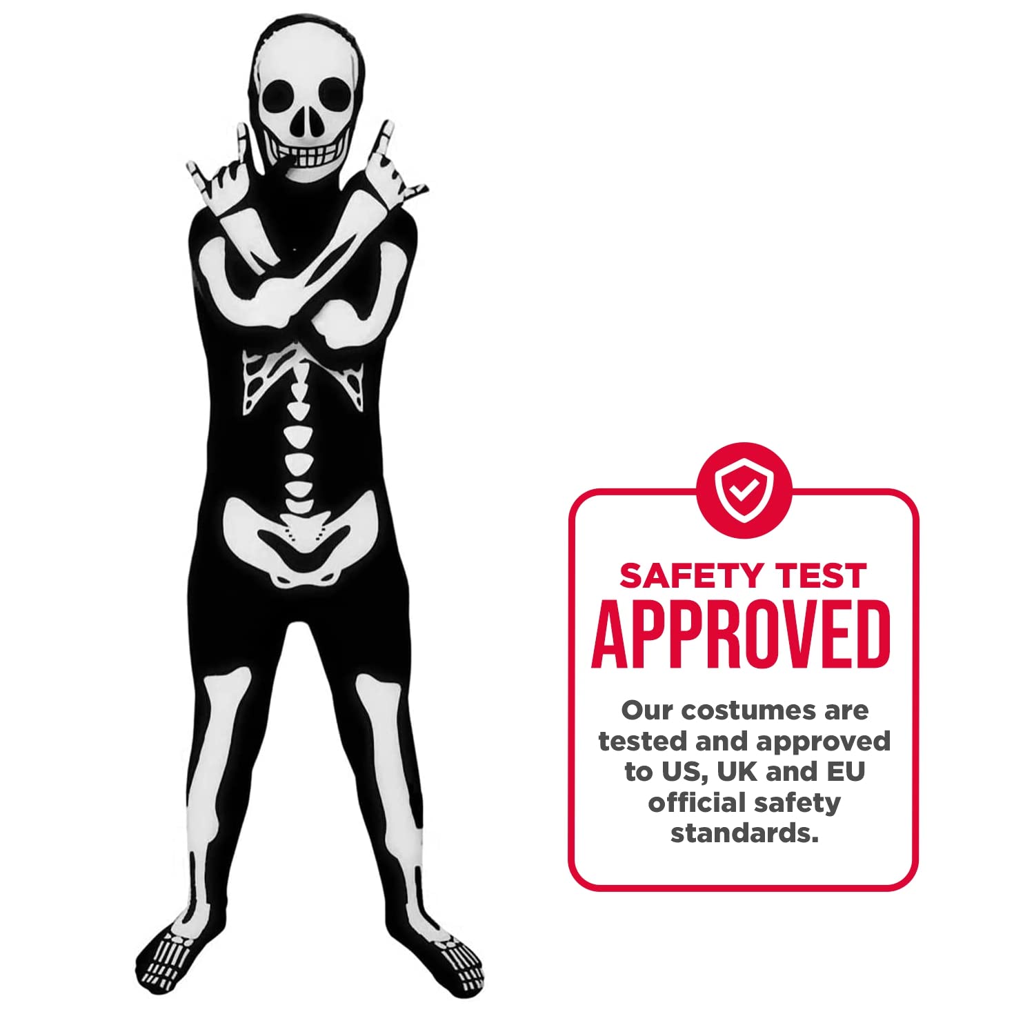 Morphsuits Skeleton Costume Kids, Black, Small