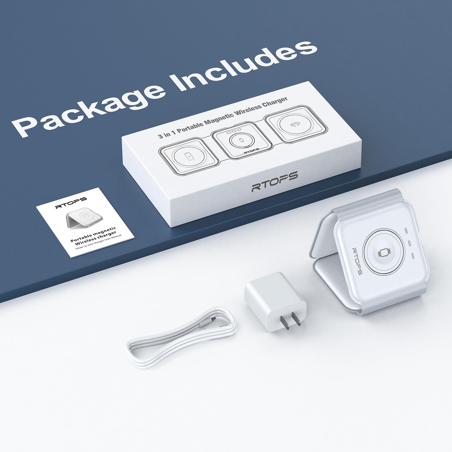 3-in-1 Magnetic Wireless Charging Station – Foldable Charger for iPhone, Apple Watch & AirPods