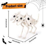 JOICEE 12’’ Halloween Dog Skeleton, Three-Headed Spooky Realistic Halloween Puppy Dog Skeleton Statue Prop for Scary Props Party Decoration