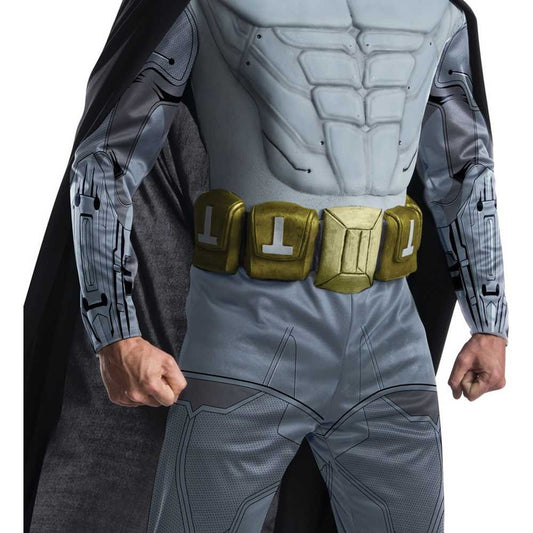 DC Arkham City Batman Deluxe Costume for Men – Official Licensed Padded Jumpsuit with Mask, Cape & Belt