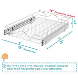 Slim Pull-Out Cabinet Organizer – 1-Tier Silver Sliding Wire Shelf for Kitchen, Bathroom & Pantry