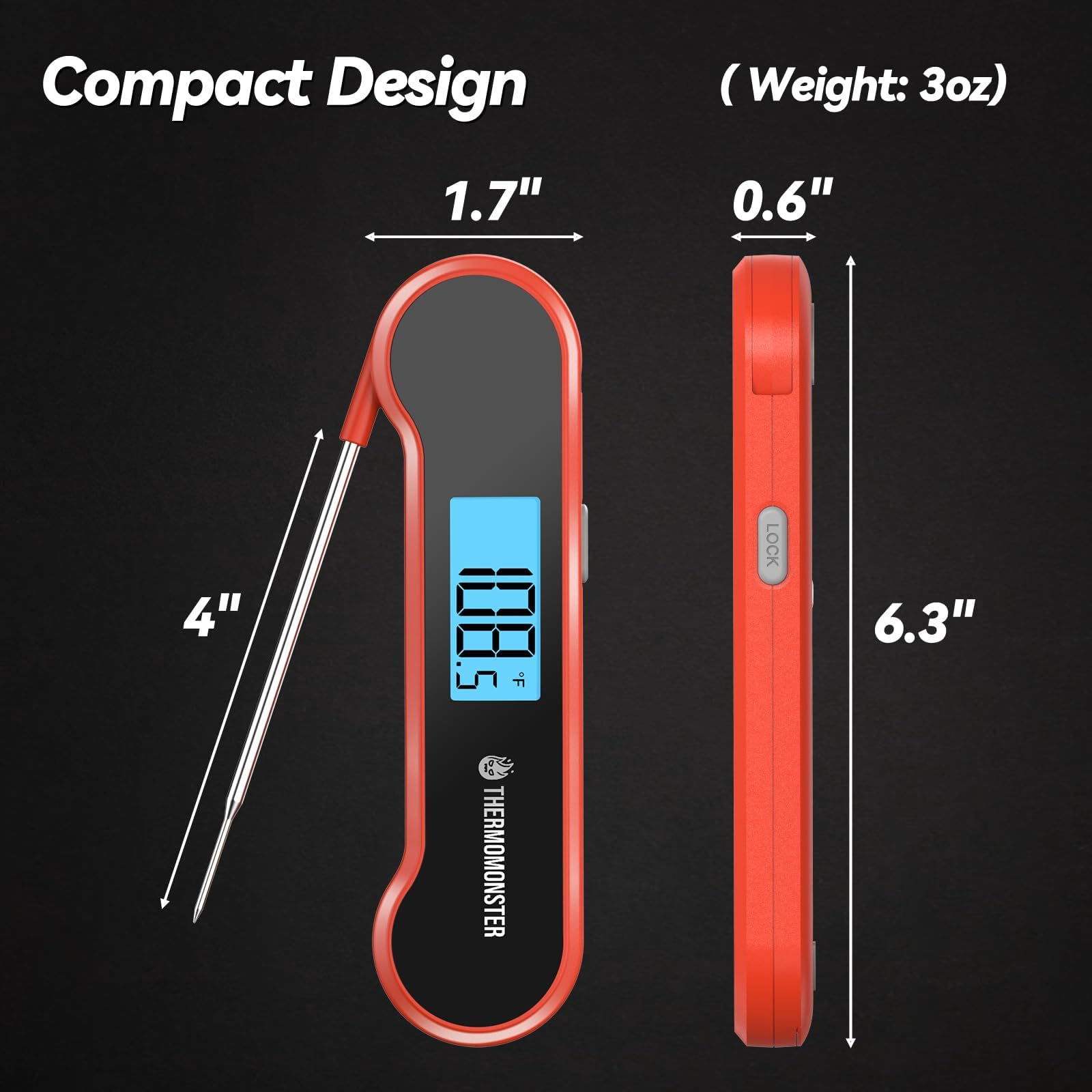 Ultra-Fast Instant Read Meat Thermometer – Waterproof Digital Food Thermometer with Auto-Flip Display