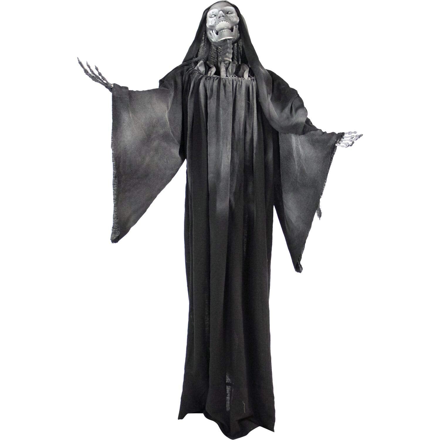 Haunted Hill Farm 63-in. Talking Reaper Halloween Animatronic, Indoor or Outdoor Halloween Decoration with Flashing White Eyes, Poseable and Battery Operated Fright Props for Home or Haunted House