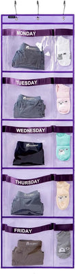 Purple Monday-Friday Kids Hanging Clothes Organizer