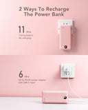 20000mAh Fast Charging Power Bank with Built-In Wall Plug & Cables – 22.5W QC Portable Charger (Pink)