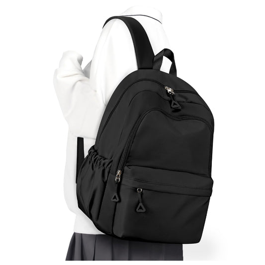 WINSPANSY Lightweight School Backpack for Teens & Adults – Water-Resistant Daypack with 14” Laptop Compartment (Black)