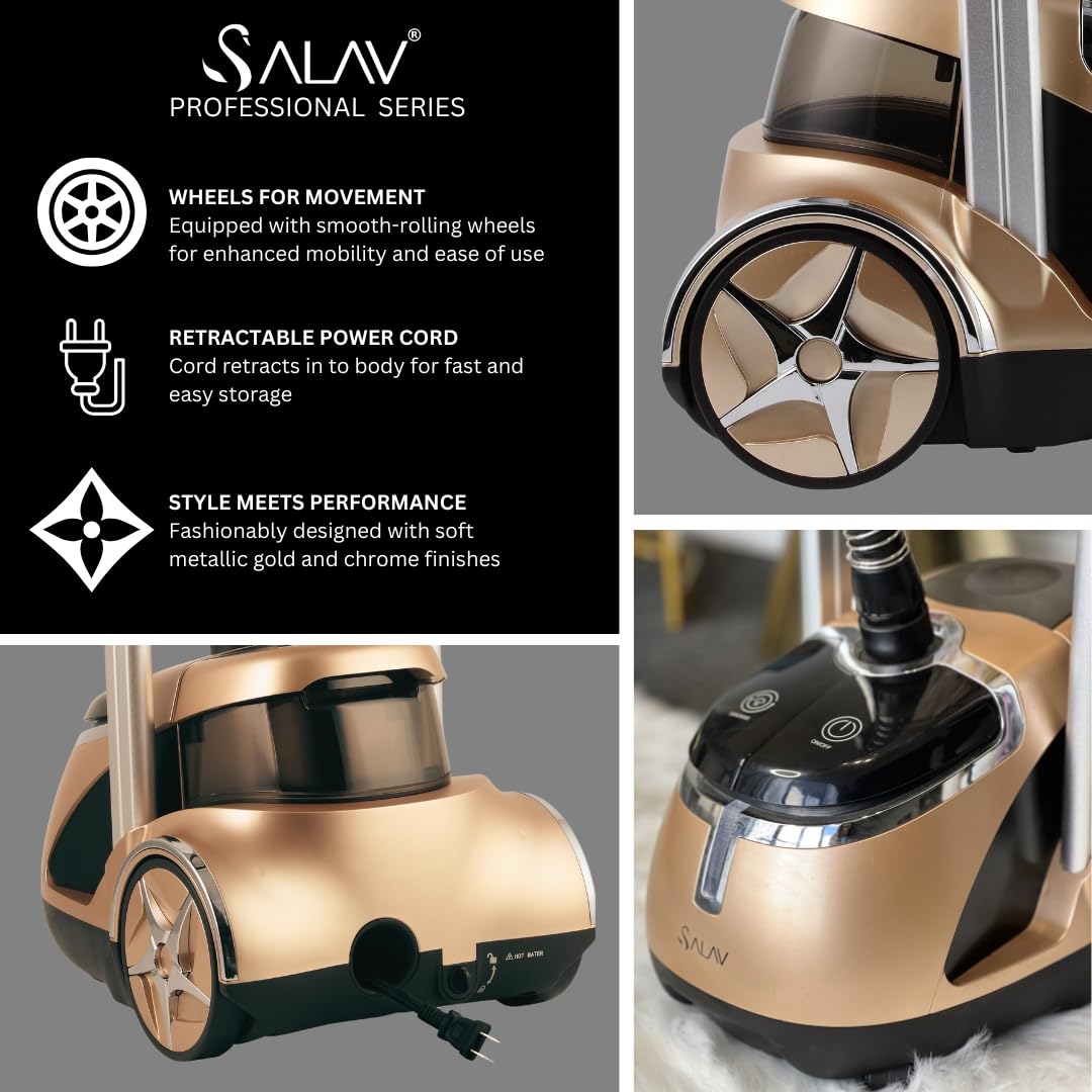 Professional Standing Garment Steamer 1500W with 1.8L Tank, Dual Bar Support and Rolling Wheels System