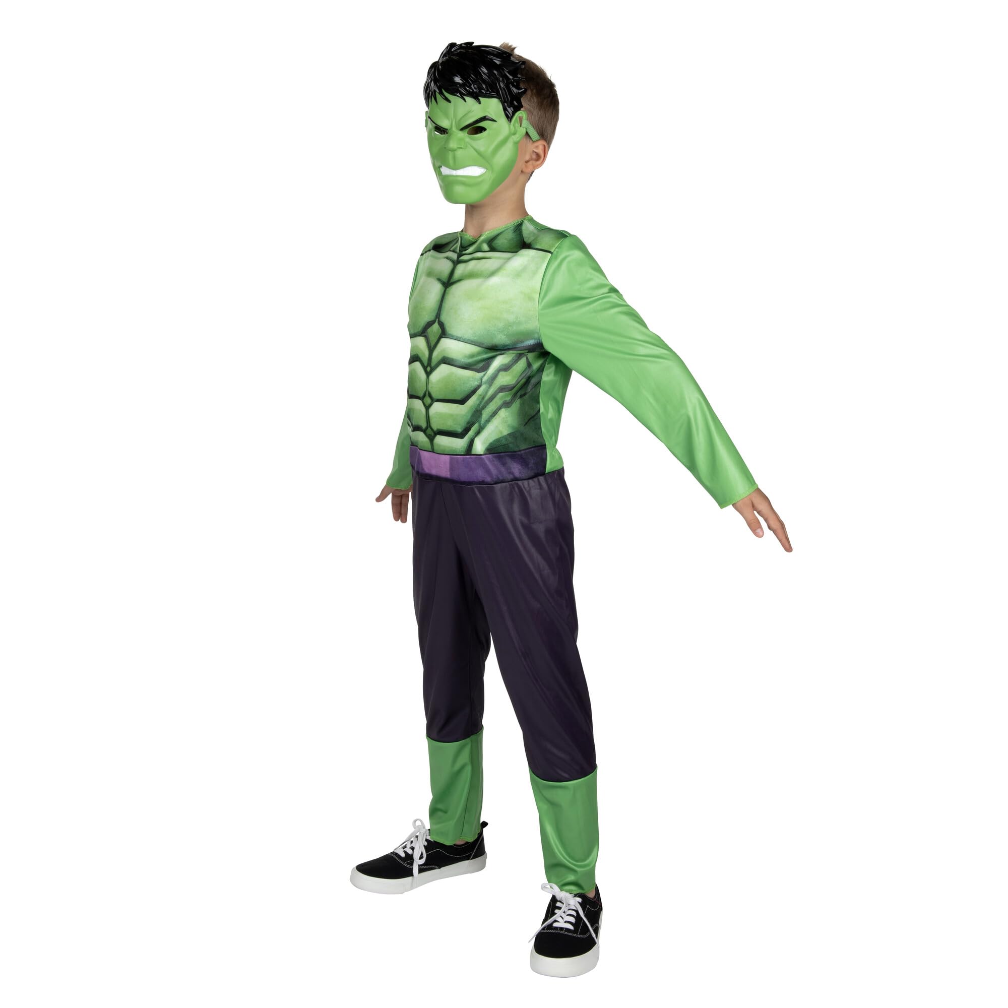 Marvel Hulk Deluxe Child Costume – Green Muscle Jumpsuit with Molded Mask for Boys & Girls