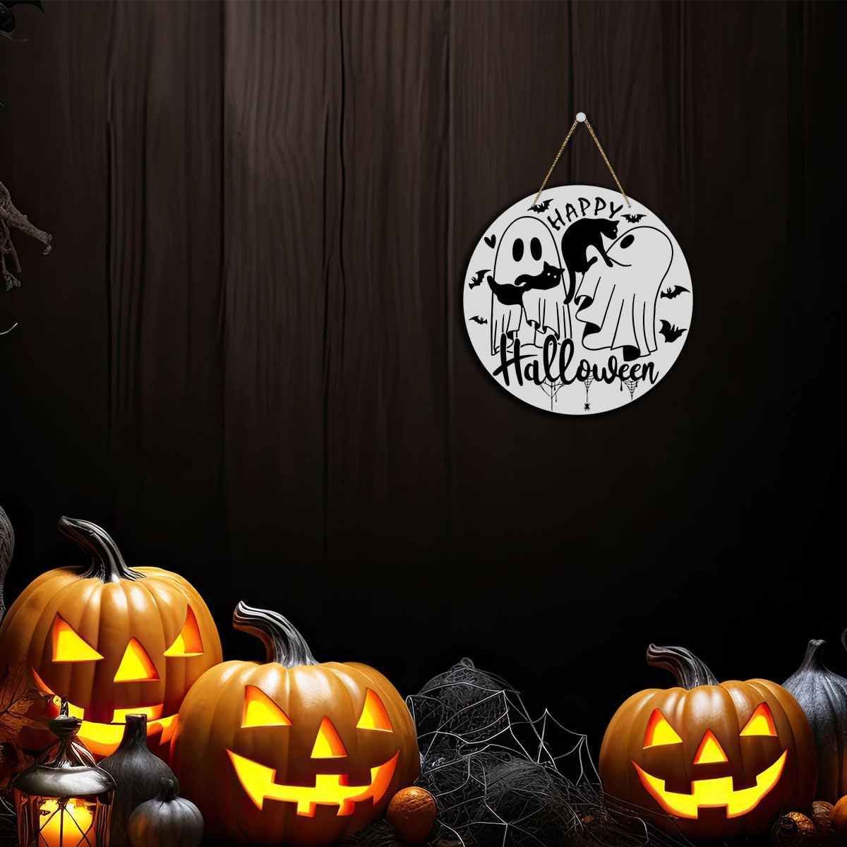 Autumn Wooden Round Sign – 12" Rustic Farmhouse Hanging Fall Decor with Jute Rope