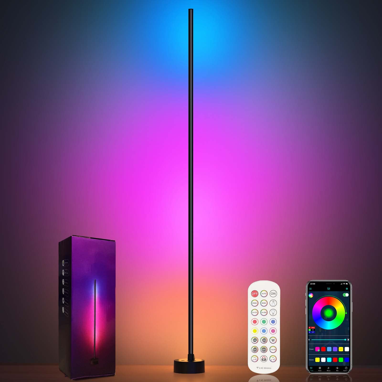 RGB Corner Floor Lamp – 16 Million Colors Smart LED Mood Light with App & Music Sync