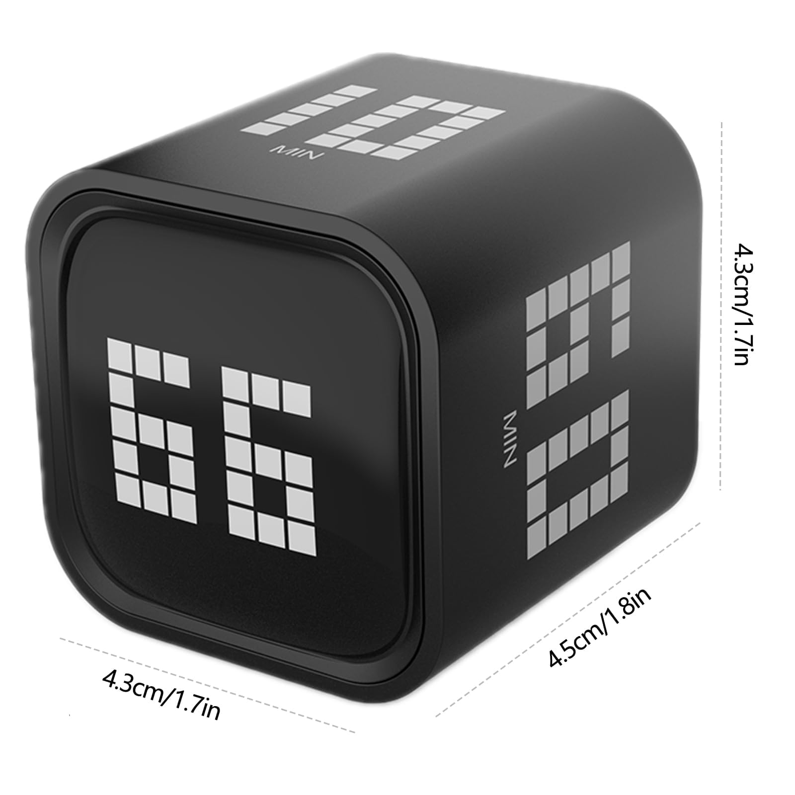Rotating Focus Timer with Flip Control, True Pomodoro Presets & Custom Countdown, Silent Vibration Desk Timer for Work, Study & Kitchen – Black