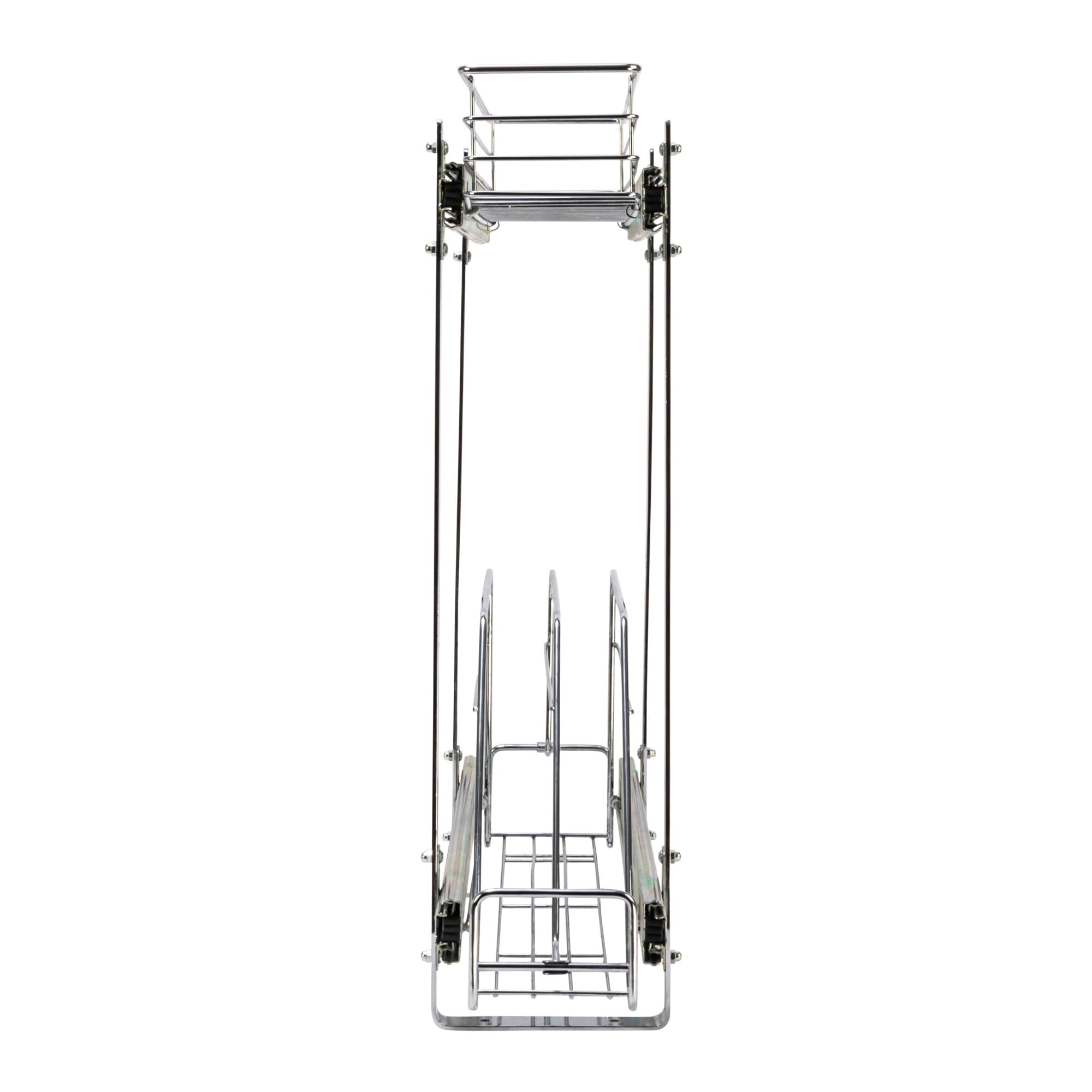 Household Essentials Glidez 2-Tier Pull-Out Cookware Organizer – Chrome Slide-Out Rack with Dual Storage Levels