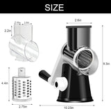 Manual Rotary Cheese Grater with 3 Stainless Steel Blades – Suction Base Food Shredder