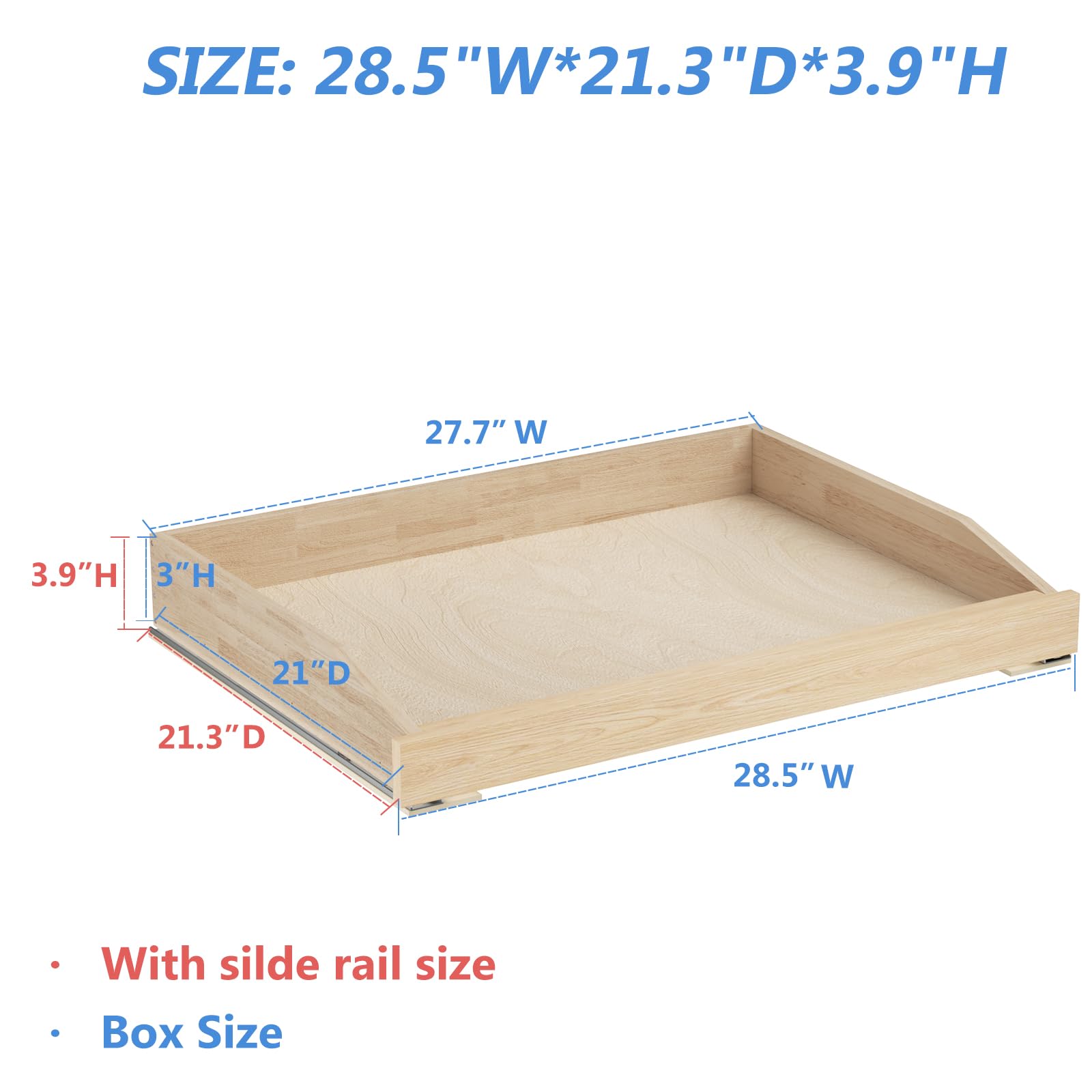 Lovmor Extra-Wide Single Pull-Out Cabinet Organizer with Soft-Close – Solid Wood Base Shelf Storage