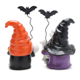 Hodao Halloween Gnome Duo – 2pcs Handcrafted Spooky Figurines with Skeleton Details, Pumpkins & Spider Hats for Indoor Décor