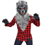 Amscan Hungry Howler Werewolf Costume for Kids, Large (12-14), with Plaid Shirt, Furry Mask and Gloves