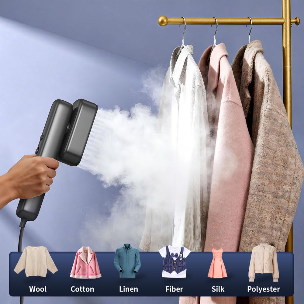 Dual Voltage Travel Garment Steamer Iron 2200W Portable Handheld Wrinkle Remover with Ceramic Plate