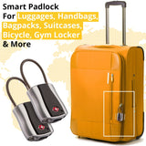 Bluetooth Smart Travel Padlock with App Control, TSA Approved Keyless Lock, Rechargeable Waterproof Luggage Security Lock Silver