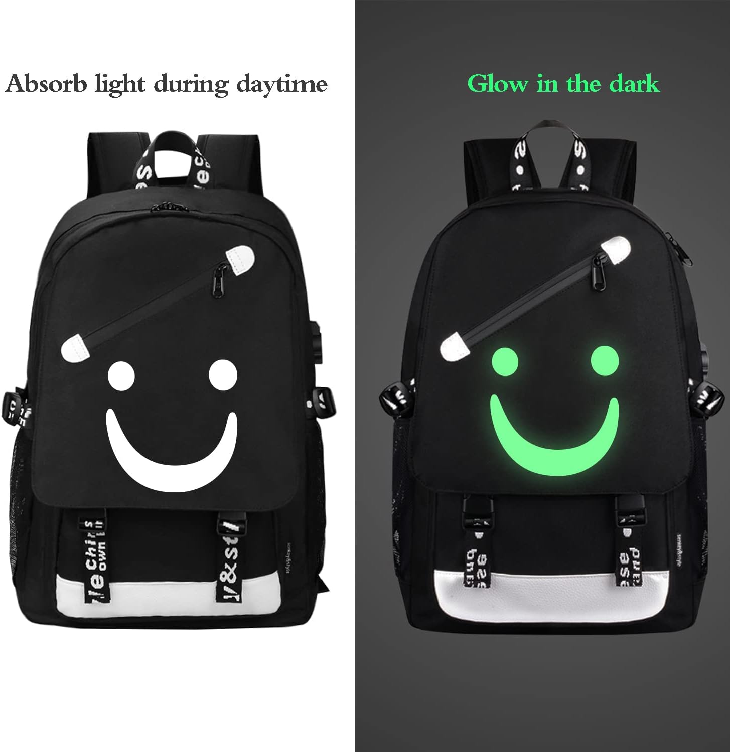 Glow Anime School Backpack with USB Port and Lock