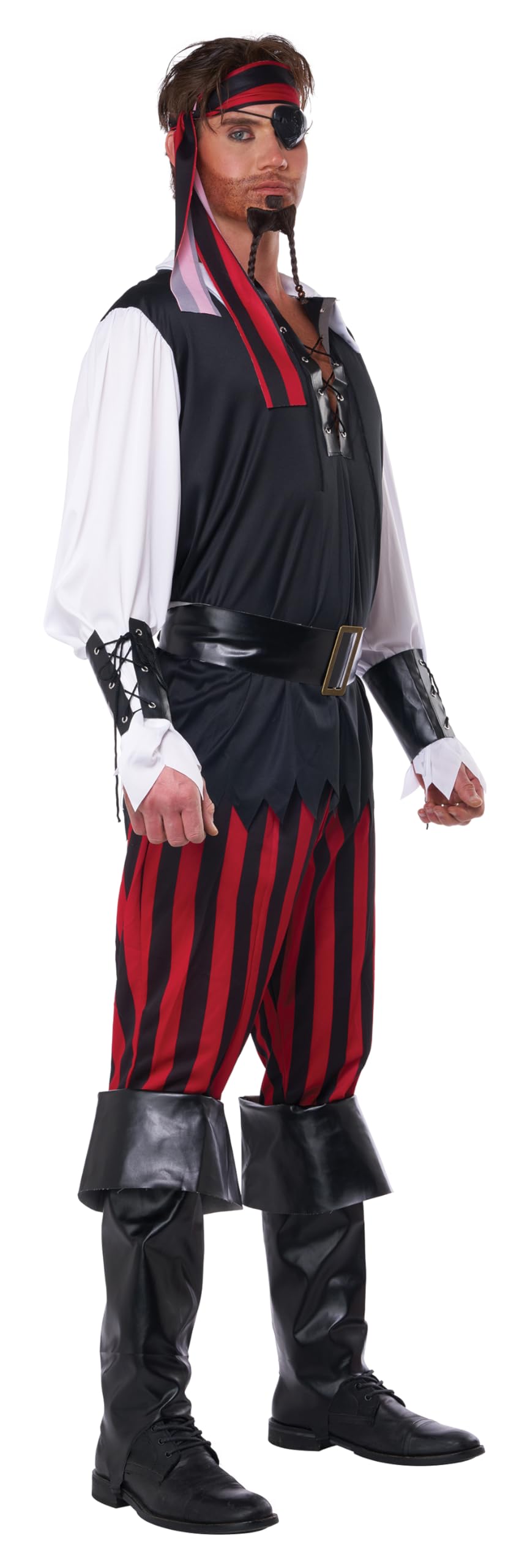 Cutthroat Pirate Costume for Adults – Black, Red & White 6-Piece Halloween Outfit Set