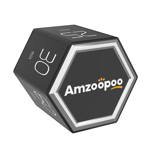 AMZOOPOO Magnetic Flip Cube Timer with Custom Countdown, Visual Display & Hands-Free Control – Black