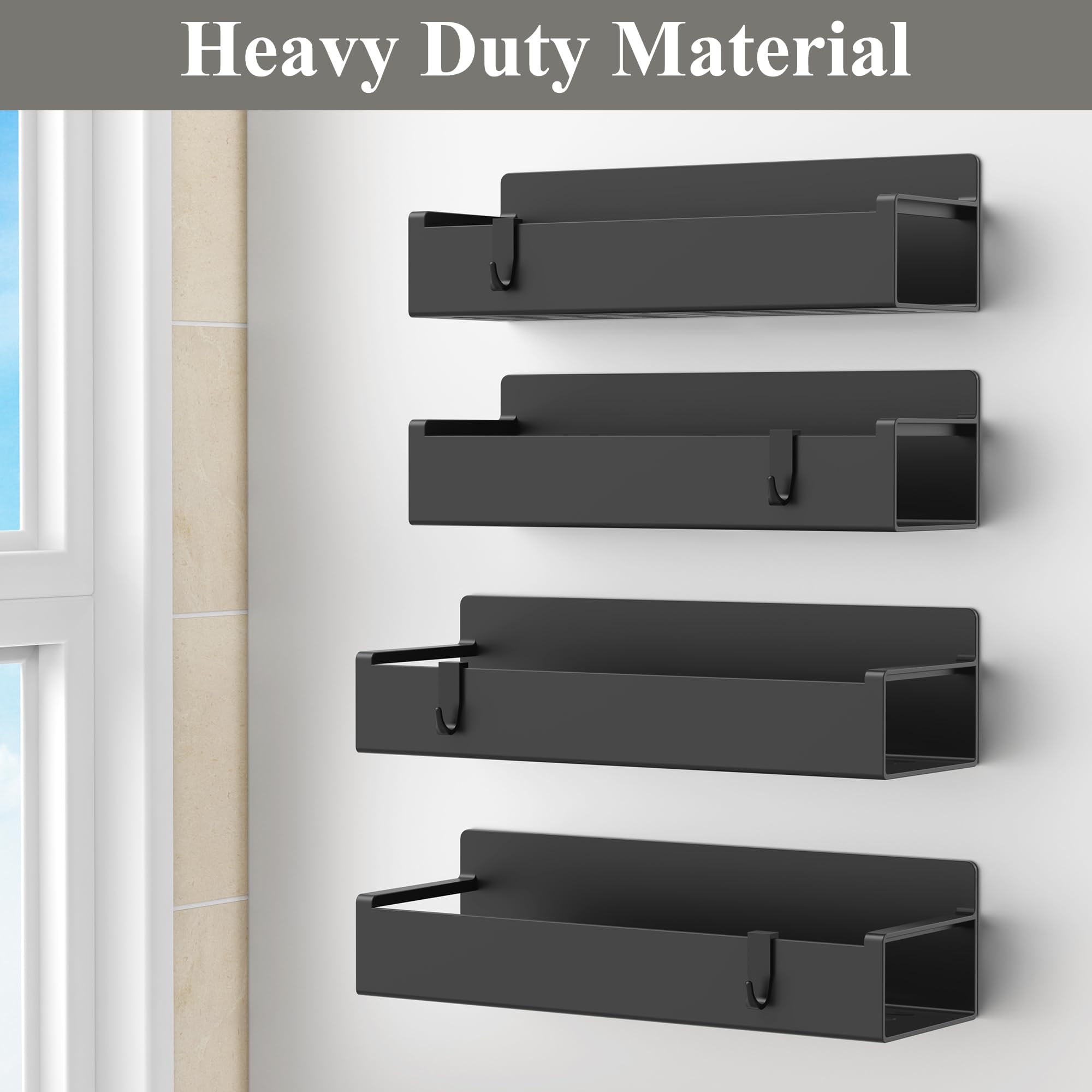 Magnetic Spice Rack Organizer – 4-Pack Heavy-Duty Fridge & Oven Storage (Black)