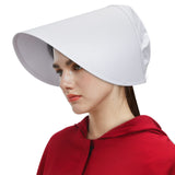 PARTYEVER Handmaids Bonnet Women's Victorian White Wide Brim Bonnet Head Cover Cap Handmaiden Cosplay Hat Costume Accessory