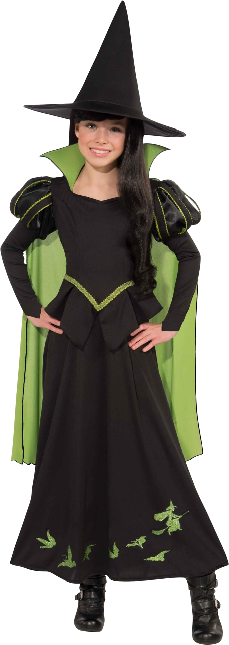 Kids Wicked Witch of the West Costume – Official Wizard of Oz Black & Green Dress with Cape & Hat 🖤💚