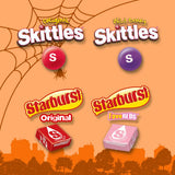 SKITTLES & STARBURST Halloween Variety Bag – 105PCS Fruity Fun Size Mix for Trick-or-Treat & Party Favors 🍓🍋🎃