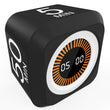 Rotating Visual Pomodoro Timer Cube with LED Ring, Memory Preset & Detachable Silicone Cover, Rechargeable Flip Countdown for Study, Work & Kitchen – Black