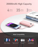 20000mAh Fast Charging Power Bank with Built-In Wall Plug & Cables – 22.5W QC Portable Charger (Pink)