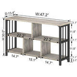 5-Cube Industrial Storage Organizer – Modern Horizontal Bookcase & TV Stand with Metal Frame (Light Grey Oak)